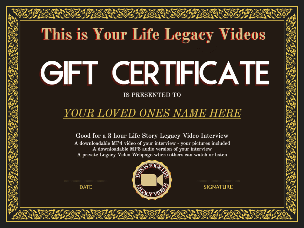 This is Your Life Gift Certificate - Hero